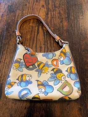 Dooney & Bourke Kids Bee Print Mini Bag in White, Blue, Yellow, Brown
